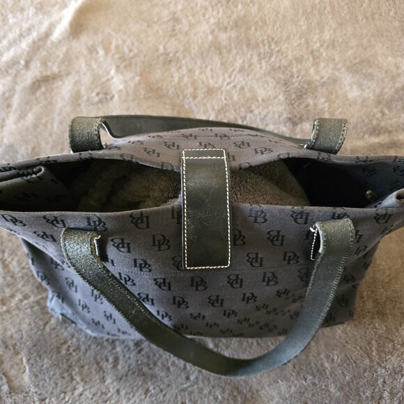 Dooney & Bourke Black Signature Jacquard Canvas Leather Trim Tote Bag w/ Pouch - Picture 12 of 16